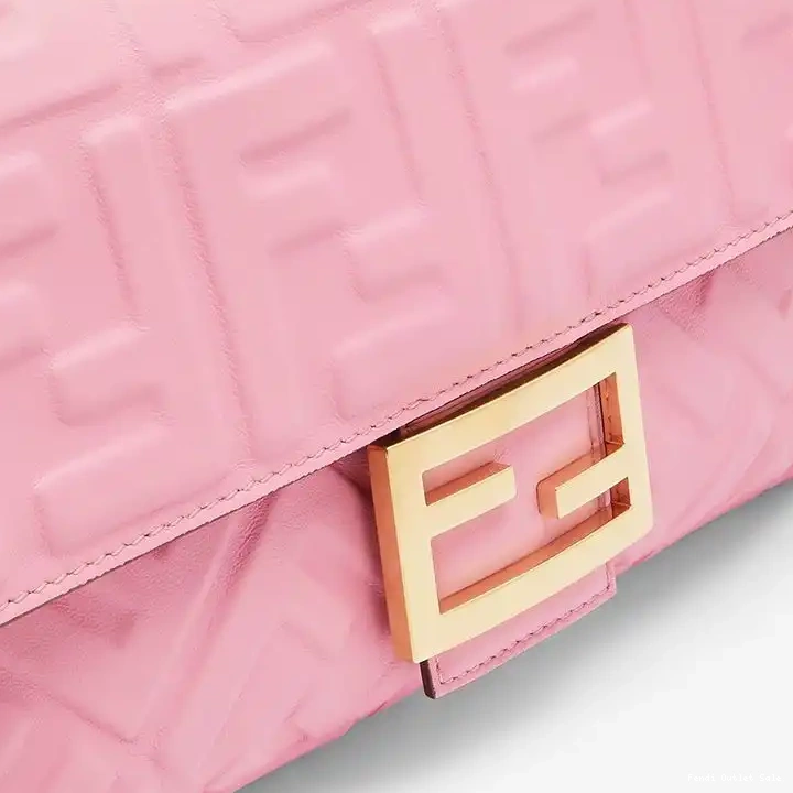 Cheap Baguette Nappa Motif FF Leather In Medium Fendi Bag Pink 0623
